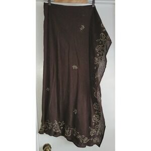 NWT Newport News Women's L Brown Cotton Swim Cover-Up‎ Metallic and Sequins